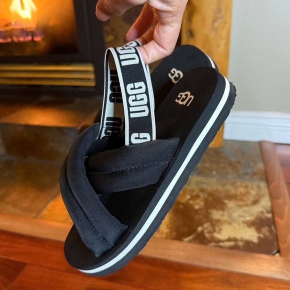 UGG Black Sandals with Slingback and Crisscross Straps - Picture 9 of 11